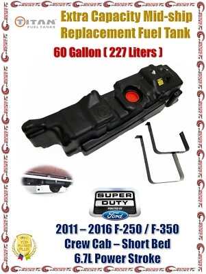 Titan Extra Capacity Midship Fuel Tank 60 Gallon For 11-16 Ford F-250 F-350 6.7L Foto 1 de 4