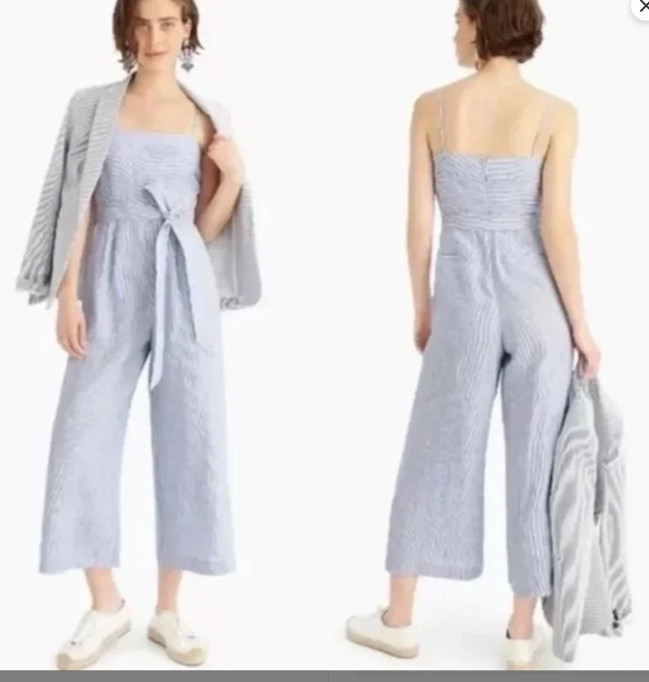 Mono J.Crew de lino azul a rayas talla:12 Foto 1 de 4