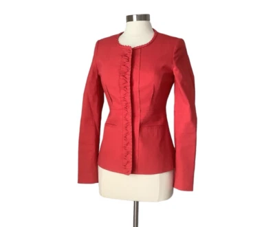 Женская куртка Elie Tahari размер XS блейзер из льняной смеси жженый оранжевый цвет для работы - Изображение 1 из 4