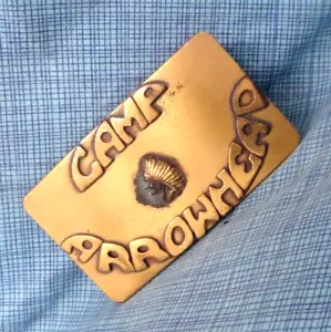 BSA Camp Arrowhead Belt Buckle Boy Scouts Of America Solid Brass Vtg 70s .SHY890 - Picture 1 of 9