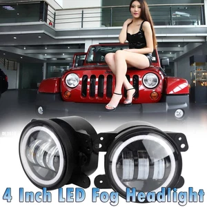 4" Inch Round LED Fog Light DRL Angel Eye Halo for 1997~2018 Jeep Grand Cherokee - Imagen 1 de 10