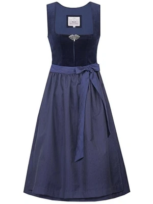 MarJo Dirndl Mönchsroth 70cm Länge marine Samtdirndl Samt Damen dunkelblau - Bild 1 von 3