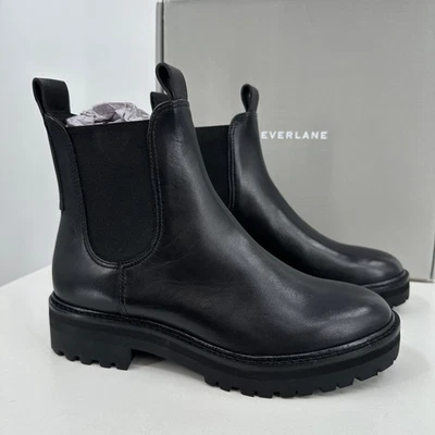 Everlane The Lug Chelsea Boot in Black size 7 Women's Leather Ankle Chunky Sole - Image 1 of 4
