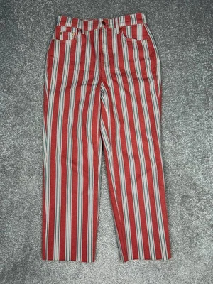 Pantalones de mezclilla Boden tiro alto a rayas para mujer 26 multi pierna recta dobladillo crudo 26x24 Foto 1 de 4