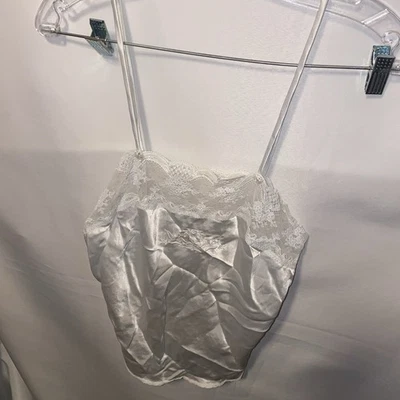 Vintage Christian Dior Babydoll Dreamy White Lace Trim Camisole Lingerie Medium - Image 1 of 4