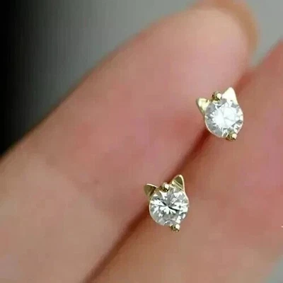 Orecchino da donna con diamanti creati in laboratorio taglio tondo da 1 ct... - Immagine 1 di 4