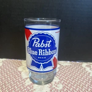 Nastro blu vintage Pabst PBR vintage 5 1/4" alto 12 oz base piedini in vetro birra - Foto 1 di 7