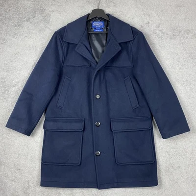 Pendleton Trenton Coat Mens Medium Navy Wool Cashmere Blend Lined Jacket Pockets - Image 1 of 4