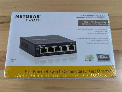 NETGEAR 5-Port Fast Ethernet 10/100 Unmanaged Switch (FS105) Desktop and ProSAFE - Image 1 of 4