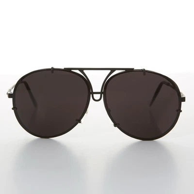 Vintage Rimless Aviator Sunglass Matte Black - Vossie - Image 1 of 3