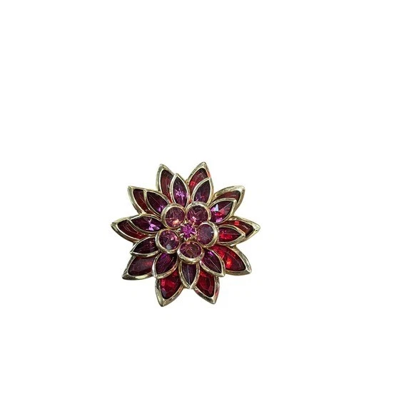 Broche Floral Avon Flor Pin en Caja de Regalo Rojo Baya Púrpura Tono Dorado Foto 1 de 4