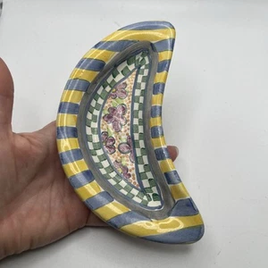 Unique! Mackenzie-Childs 1999 Pm Crescent Shaped Dish - Bild 1 von 5