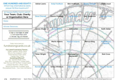 Paquete de 10 tarjetas de recaudación de fondos de dardos liga de equipos competencia recaudación de fondos publicación gratuita