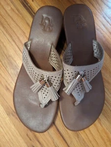 Dana Buchman Women's Sandals Tassels TAN/GOLD Size US 9 WEDGE - Picture 1 of 5