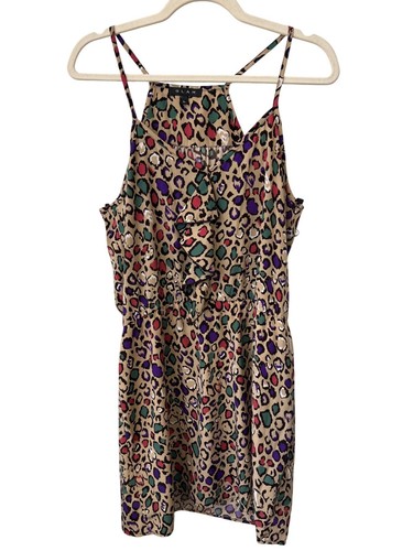 VETEMENTS Mini Abito Glam Ruffle Senza Maniche Taglia Large Stampa Leopardata Multicolore Eclettico