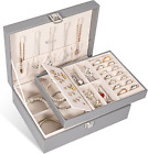 Voova Jewellery Box Organiser For Women Girls, 2 Layers Large Jewelry Storage Ca