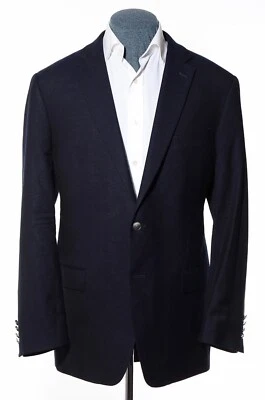 46L Long Joseph Abboud Italian Reda Navy-Blue Hopsack Wool Blazer Sport Coat - Image 1 of 4
