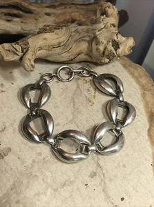 925 Sterling Silber ovales Kettenglied alter Federring Verschluss Armband 7 1/4", 21,9 g - Bild 1 von 12