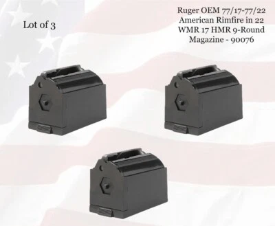 LOTE de (3) llanta americana Ruger OEM 77/17-77/22, 22 WMR 17 HMR 9rd Magazine 90076 Foto 1 de 4