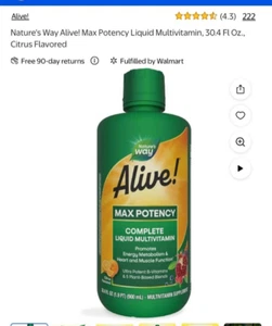 (1Nature's Way Alive Liquid Multivitamin Max Potency - 30.4 FL OZ. 06/2025 - Picture 1 of 9