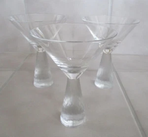 3 Artland Prescott 6 3/4" Martini Glasses Honeycomb Frosted Stems MCM Set of 3 - Picture 1 of 4