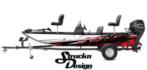 Red Black Distressed Scratched Design Wrap Fishing Bass Boat Vinyl Decal USA - Picture 1 of 1