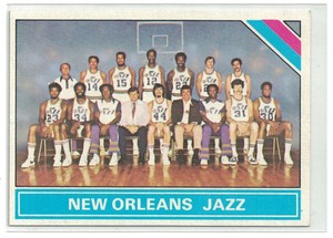 1975-76 Topps Basketball Team Card New Orleans Jazz #214