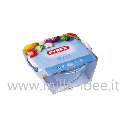 PYREX CASSERUOLA IN VETRO CON COPERCHIO LT. 2,1 CUCINA DOLCI FRIGO FREEZER - Immagine 1 di 3