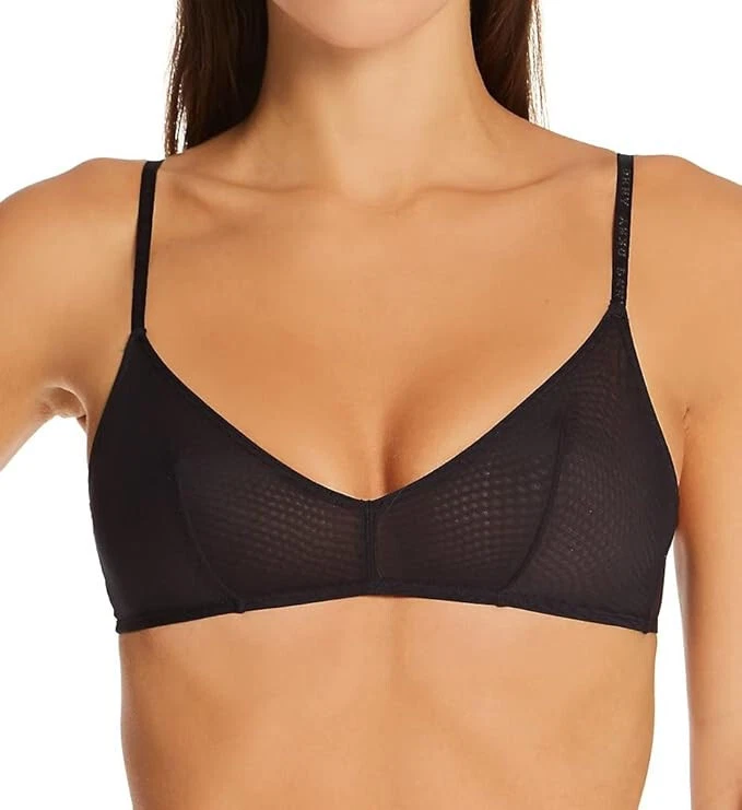 DKNY Logo Mesh Wire Bralette Black Size S B5613