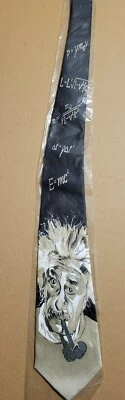 E=MC2 Albert Einstein Necktie Black E. Graziano Tie Novelty Scientist - Image 1 of 4