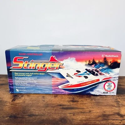 VTG Radio Shack Stinger Radio Controlled RC Racing Boat W/ OG PACKAGING & MANUAL - Image 1 of 4