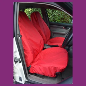 Front Pair Car Van Red Waterproof LARGE Universal Airbag Compatible Seat Covers - Picture 1 of 4