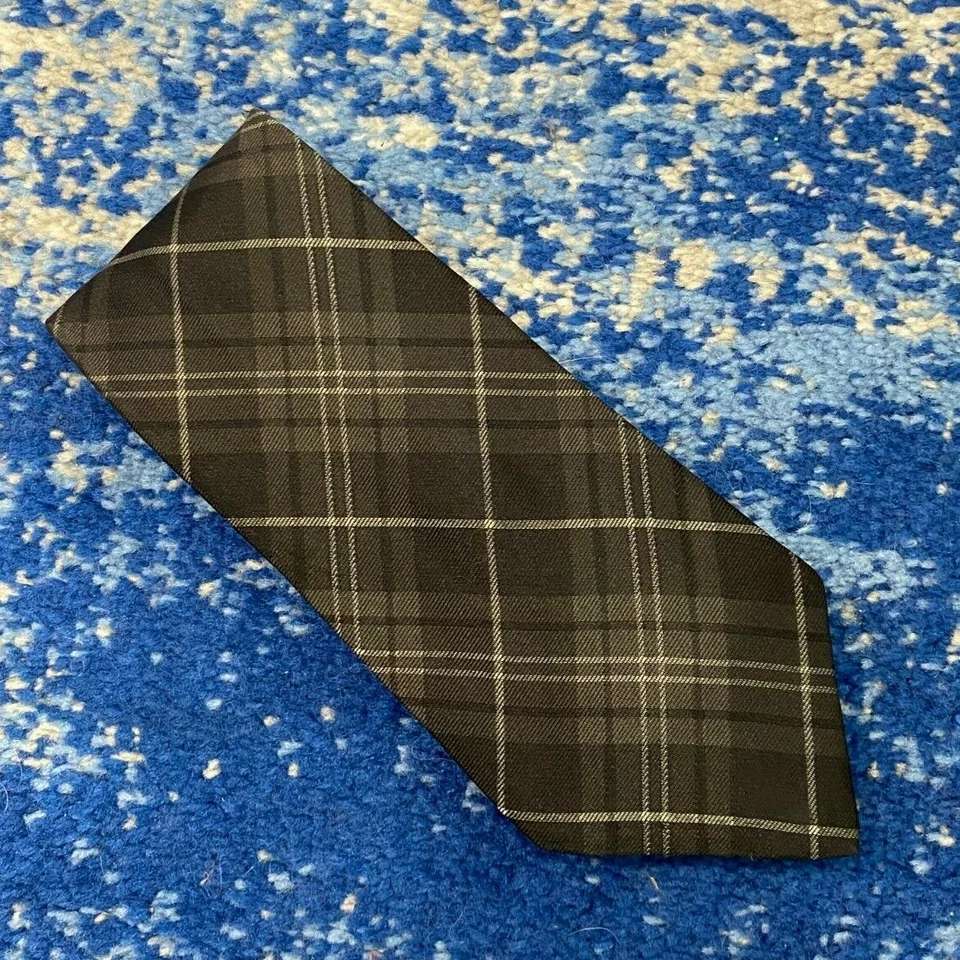 Corbata Ralph Lauren Etiqueta Púrpura Gris Plata Sesgado Cuadros Hecha a Mano Seda Italia Foto 1 de 4