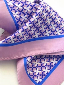 New 14" Satin 100% Silk Pocket Square Pinkish Lavender Print-L - Picture 1 of 1