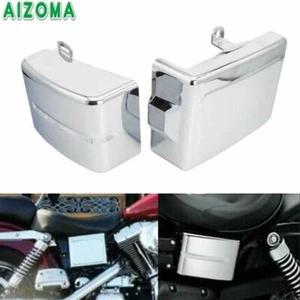 Pair Chrome Battery Side Covers For Harley Dyna Fat Street Bob Low Rider 06-17 - Picture 1 of 12