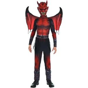 Devil Monster Demon Red Black Suit Yourself Fancy Dress Halloween Child Costume - Picture 1 of 10
