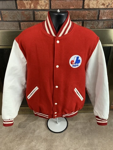 Vintage Montreal Expos MLB Baseball Varsity Leather Letterman Jacket Mens XL Vtg Cover