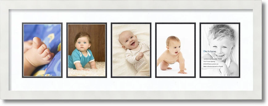 ArtToFrames Collage Mat Picture Photo Frame 5 5x7" Openings in Satin White 152 - Image 1 of 1
