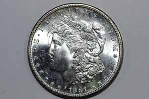 1881-S Morgan 90% Silver Dollar Blast White Grades Mint State (MDX4640) - Picture 1 of 2