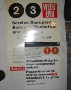 NYC SUBWAY 2X 1990 POSTERS 23"x17" & 17"x11" Advertising Metro Information NICE - Picture 1 of 12
