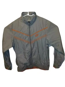Nike Mens L Full Zip Lined Windbreaker Jacket Grey With Orange Embellishing Vtg - Picture 1 of 12