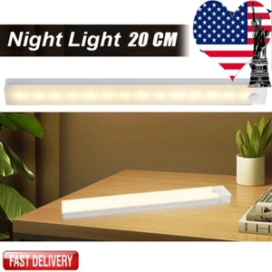 LED Motion Sensor PIR Light Wireless Night Light Closet Stair USB Rechargeable - Picture 1 of 14