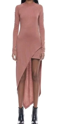 Vestido Asimétrico Jonny Cota Studio S Rosa Rubor Moto Manga Larga Foto 1 de 4