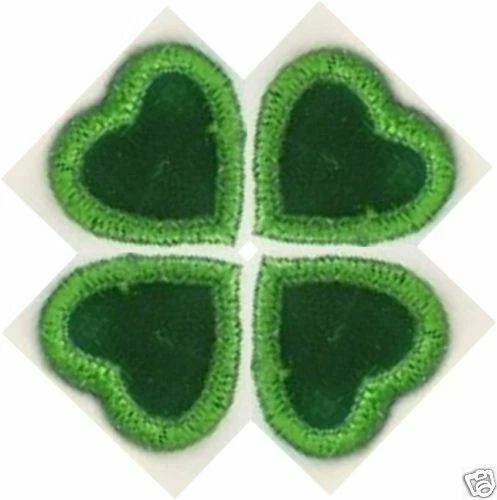 Four Green Hearts Shamrock Four 4 Leaf Clover Embroidery Patch - Image 1 of 1
