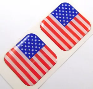 USA American flag Square Domed Decal car bike gel stickers 1.5" 2pc - Imagen 1 de 2