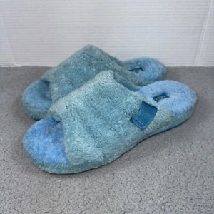 Ugg Blue Fluff You Slippers Slides Mens 12 Eu 45 Shoe Fluffy Fuzzy Light Blue - Picture 1 of 14