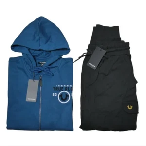 Men's True Religion Fleece Sweatsuit 2 Piece Tracksuit Matching Hoodie Joggers - Picture 1 of 11