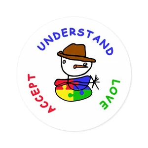 Haley’s Whimsical Snowman Autism Awareness Round Stickers Indoor\Outdoor - Picture 1 of 10