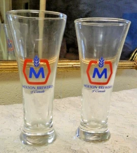 Vintage Set Of 2 Molson Breweries Of Canada Beer Pilsner Glass  7" Tall - Picture 1 of 4