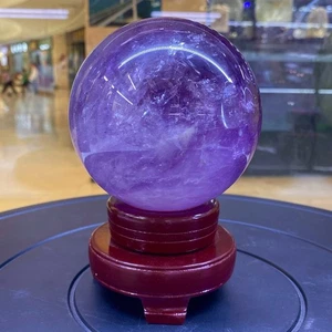 3.47LB Top Natural Amethyst Quartz Sphere Crystal Ball Reiki Healing 102MM - Picture 1 of 6